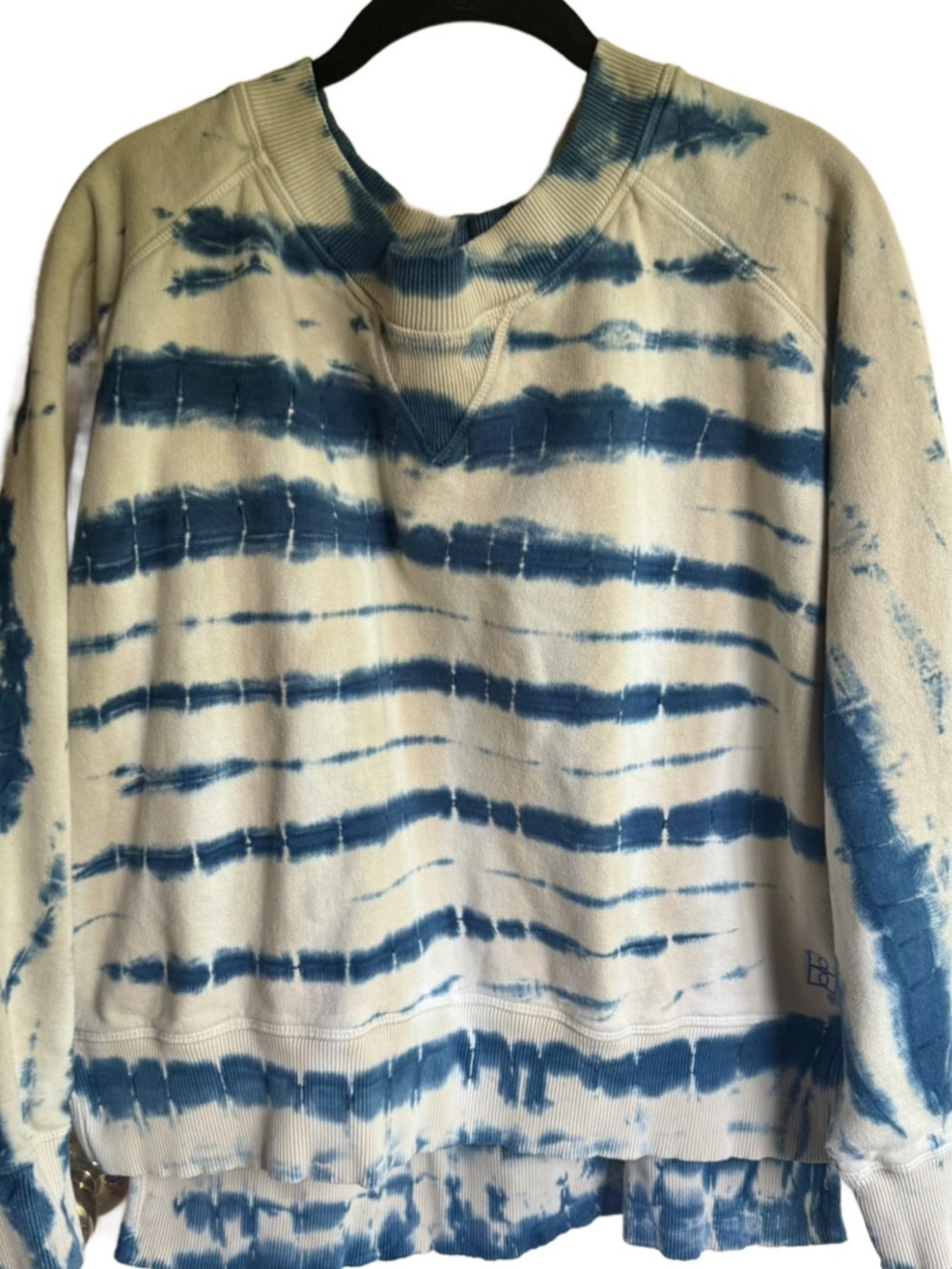 Bellerose Caro Blue and White Tie-Dye Crewneck Sweatshirt